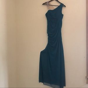 Adrianna Papell One Shoulder Jeweled Evening Gown